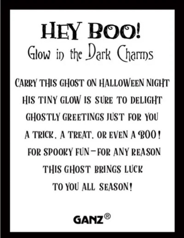 Glow in the Dark Ghost pocket charm with sentiment card - Jilly's Socks 'n Such