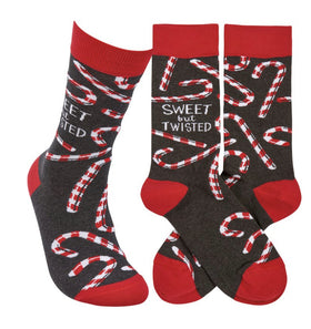 “Sweet but twisted” Candy Cane Socks