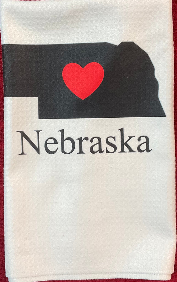 ❤️ Nebraska with state outline waffle towel
