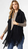 Coco+Carmen Eloise Hooded Ruana with Frayed Fringe-4 colors