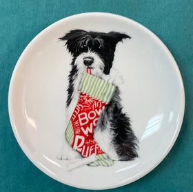 4” Dog w/stocking Holiday Plate