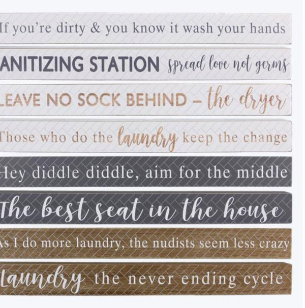 Wood Long Tabletop Block Laundry & Bath Sign - 8 designs