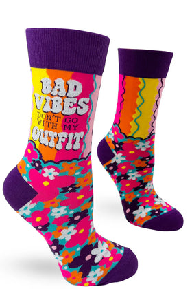 Bad Vibes Don’t Go With My Outfit Women’s  Crew Socks
