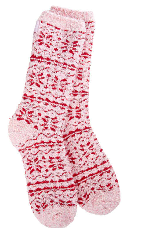 Women’s World’s Softest Socks- Fair Isle Pink crew - Jilly's Socks 'n Such