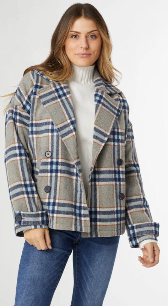 Coco+Carmen Brixen Plaid Jacket-grey/navy/camel