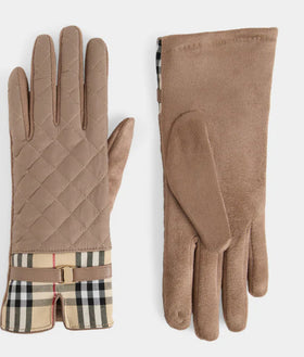 Coco + Carmen Plaid Puffer Touchscreen Gloves -tan