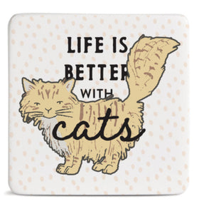 Yellow cat “life is better with cats” magnet