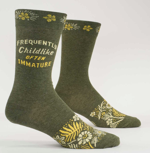 Men’s “Frequently Childlike often immature” Saying Socks - Jilly's Socks 'n Such