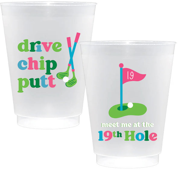 19th Hole Golf Shatterproof Frost Flex Plastic Cups (Set of 10) - Jilly's Socks 'n Such