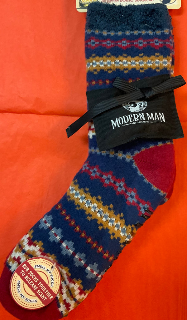 Aromasoles MODERN MAN Bourbon & Shea Butter Infused Gripper Slipper Socks-3 Nordic design colors