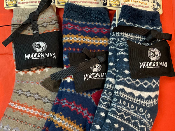 Aromasoles MODERN MAN Bourbon & Shea Butter Infused Gripper Slipper Socks-3 Nordic design colors