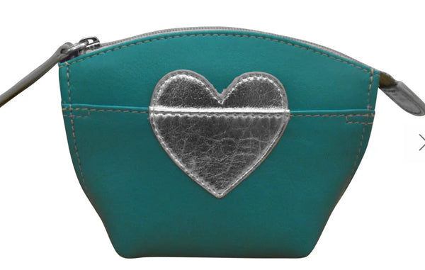 Genuine Leather Heart Coin Purse by ILI New York