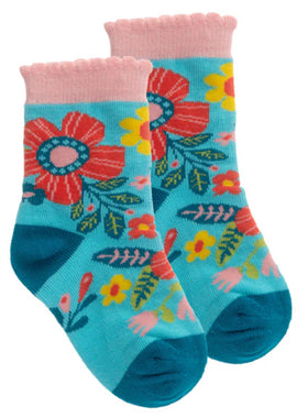 Toddler socks by Stephen Joseph - “Turquoise Floral”