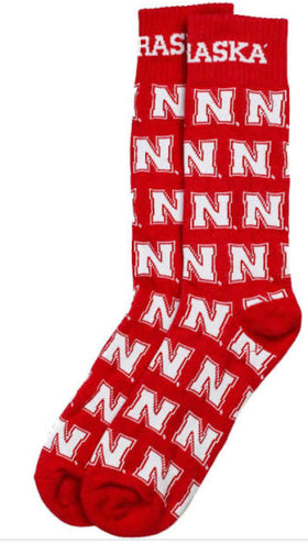 Nebraska Red Logo Dress Socks - One Size