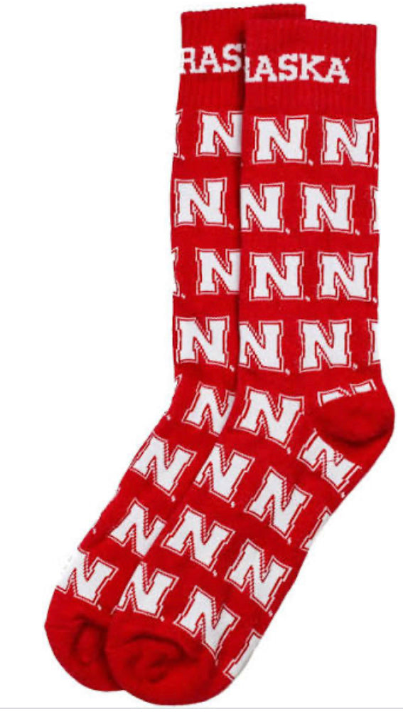 Nebraska Red Logo Dress Socks - One Size - Jilly's Socks 'n Such