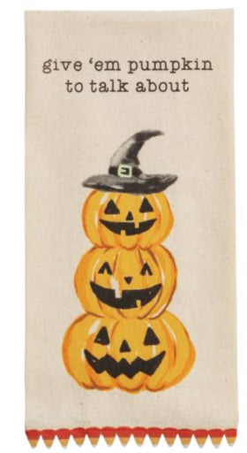 Pumpkins Halloween printed towel “give em pumpkin to talk about”