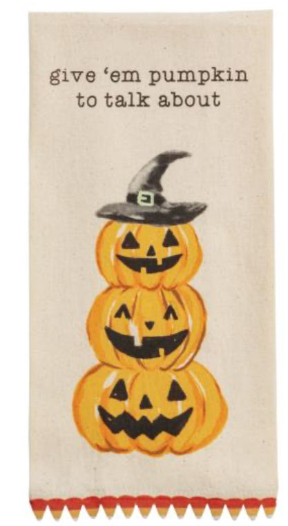 Pumpkins Halloween printed towel “give em pumpkin to talk about”