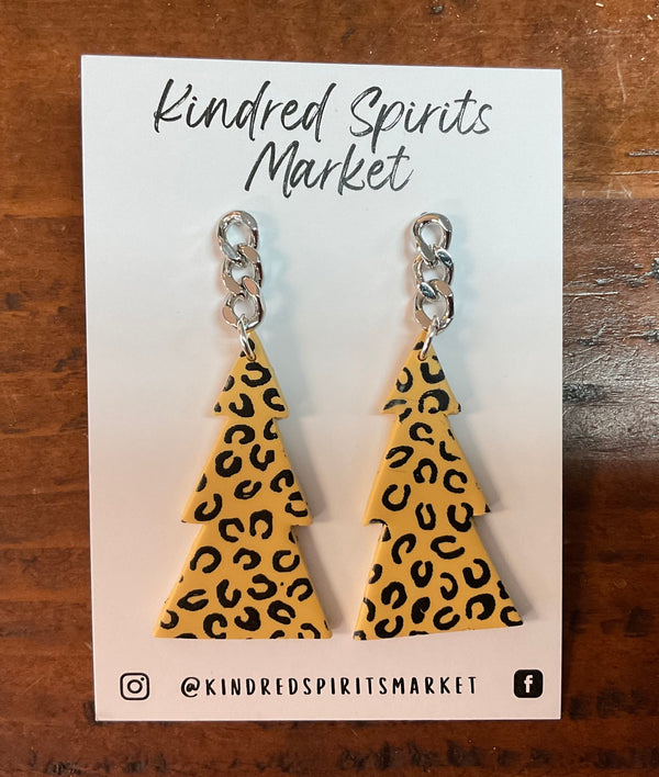 Kindred Spirits Market Earrings Style 1206- Cheetah Trees - Jilly's Socks 'n Such