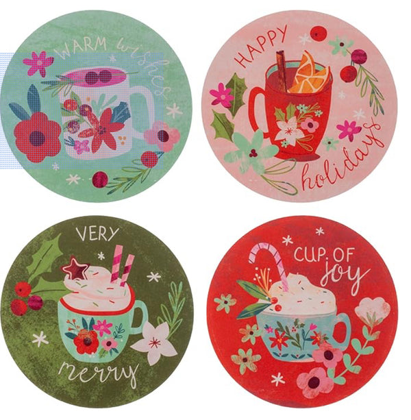 Karma holiday paper coasters set-4 designs - Jilly's Socks 'n Such