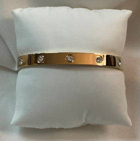 Bangle Bracelet with Cubic Zirconia- silver or gold