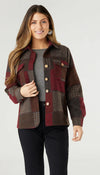 Coco+Carmen Maura Colorblock Shacket-burgundy/brown