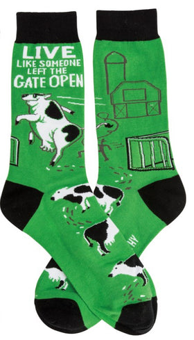 Live Like Someone Left the Gate Open Socks - One Size