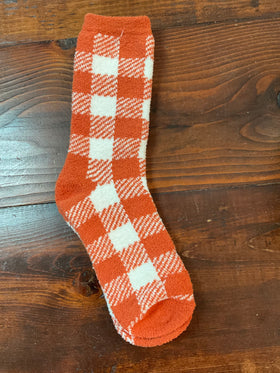 Orange and White Plaid Socks