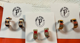 Beaded half hoop earrings-3 colors