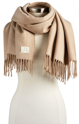 Giving Collection Camel/Ivory Fringed Wrap by Demdaco