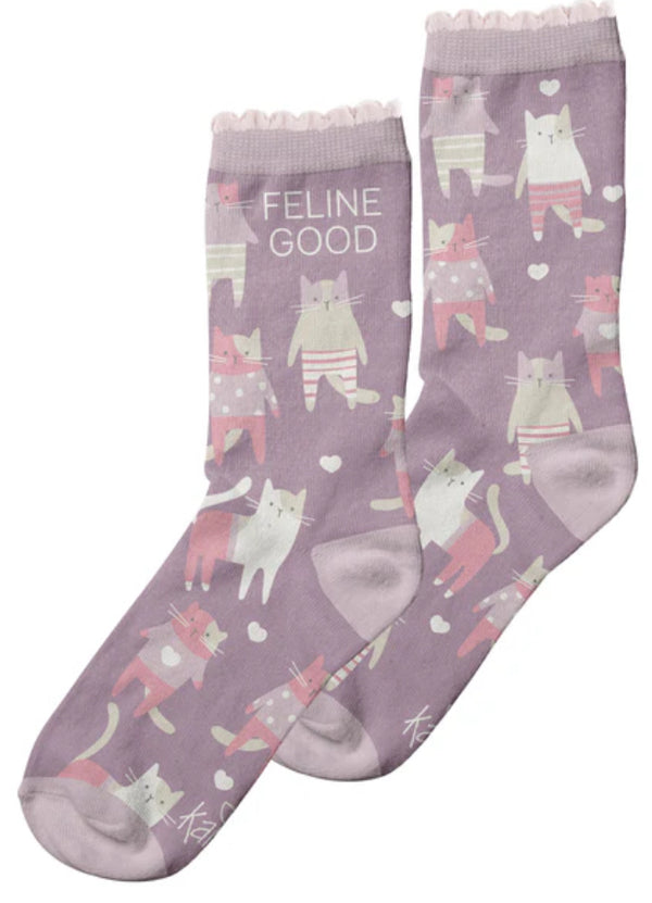 Women’s Karma socks-“Feline Good” - Jilly's Socks 'n Such