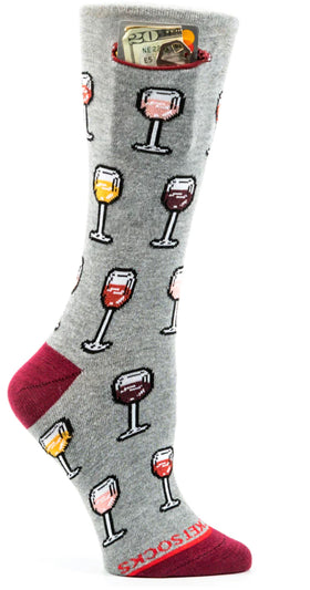 Pocket socks-Wine shades on grey