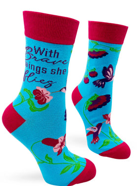 With Brave wings she flies Women’s Crew Socks
