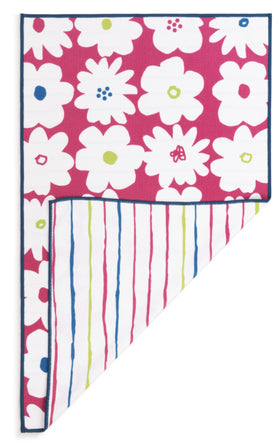 Fuschia Floral Absorbent Reversible Towel - 18x30in by Demdaco
