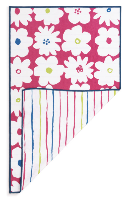 Fuschia Floral Absorbent Reversible Towel - 18x30in by Demdaco - Jilly's Socks 'n Such