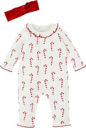 Candy Cane Baby Bodysuit and Headband