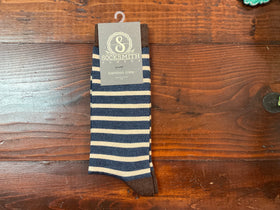 Men's Bamboo Navy/Ivory Sailor Stripe Socks