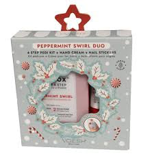 Peppermint Swirl Duo - 4 Step Pedi Kit, Hand Cream, Nail Stickers