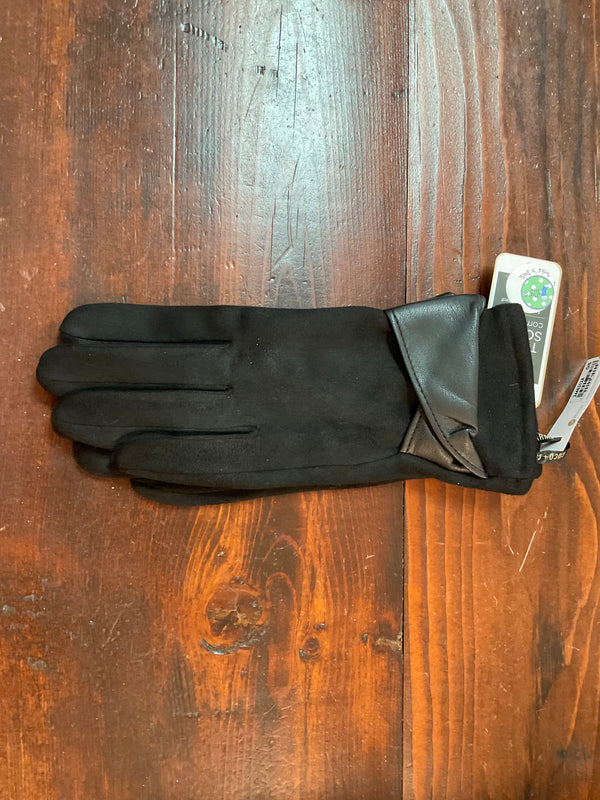 Coco + Carmen Black Suede and leather Touchscreen Gloves