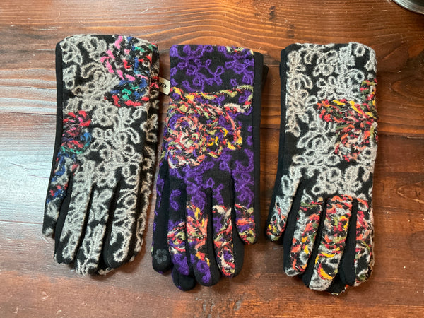 Coco + Carmen Felted Rose Touchscreen Gloves - 3 colors