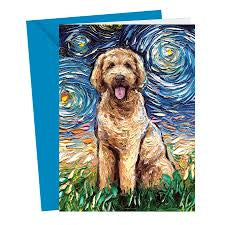 Greeting Card - Starry Night Golden Doodle