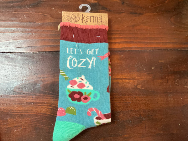 Women’s Karma socks-“Let’s Get Cozy” - Jilly's Socks 'n Such