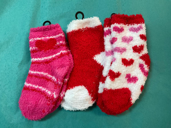 Valentine fuzzy toddler socks