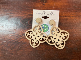 Wood cut out Earrings by Simply Noelle - cream