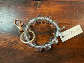 Beaded key ring by Simply Noelle - clear with Aqua