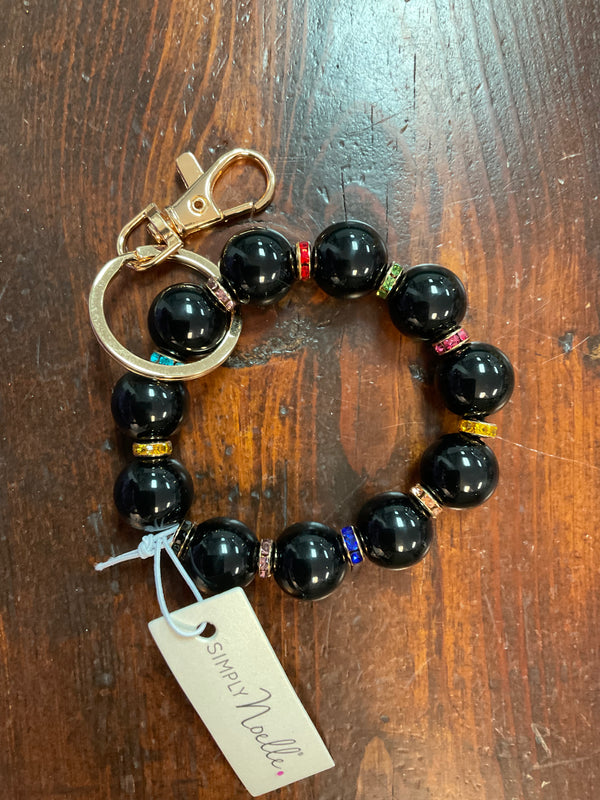 Beaded key ring by Simply Noelle - Black with multi - Jilly's Socks 'n Such