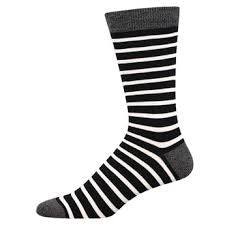 Men's Bamboo Black and White Sailor Stripe Socks