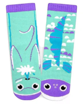 Pals Mismatched Kid’s Grip Socks - Dolphin & Fish