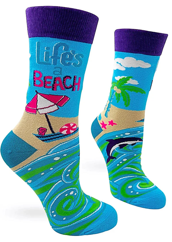 “Life’s a beach” Women’s Crew Socks - Jilly's Socks 'n Such
