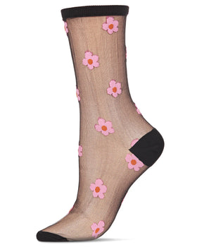 Women’s Sheer pink daisies Socks