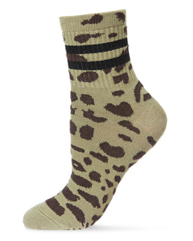 Women’s Retro Ankle Socks - running wild khaki green